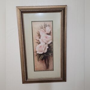 Framed Floral Art with Pink Roses